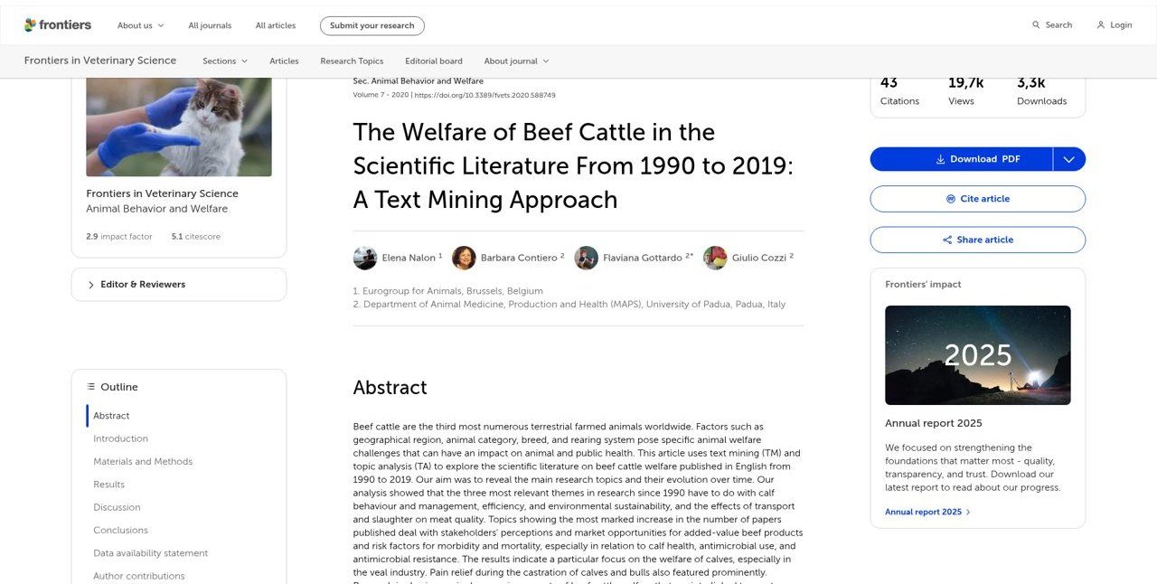 Bem-estar de bovinos de corte na literatura (1990-2019)