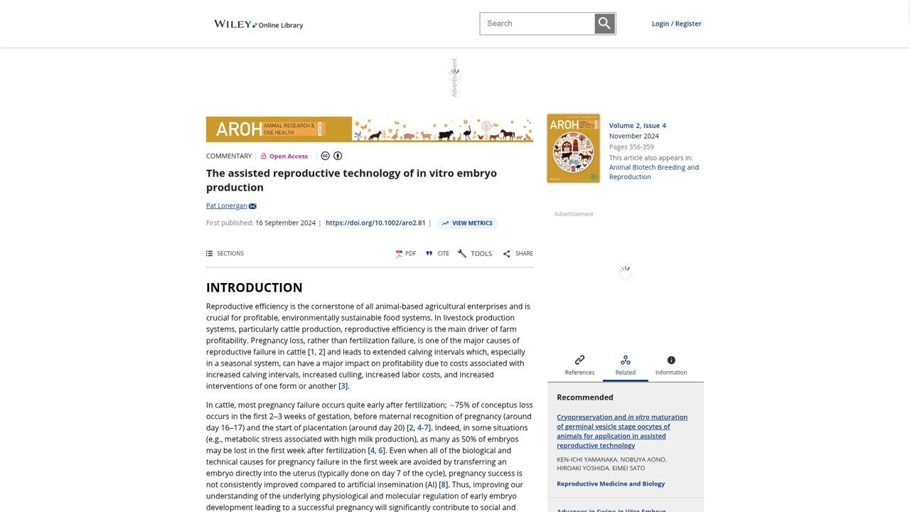 Animal Reproduction | Wiley