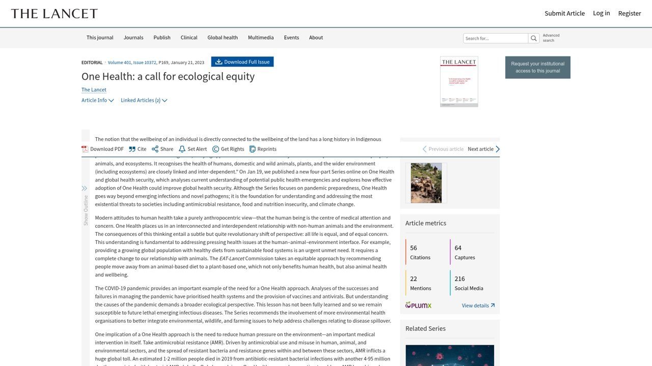 One Health: a call for ecological equity (The Lancet)